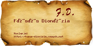 Füsüs Dionízia névjegykártya